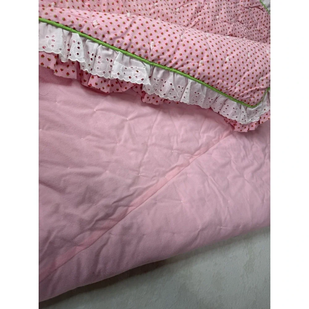 Vintage‎ Strawberry Pink Red Ruffles Bed Spread 68 x 87